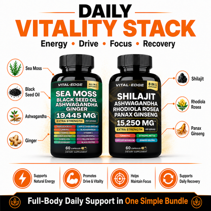 Vital Edge™ Daily Vitality Stack 20-in-1 Sea Moss + Shilajit Bundle