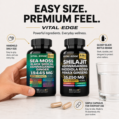 Vital Edge™ Daily Vitality Stack 20-in-1 Sea Moss + Shilajit Bundle