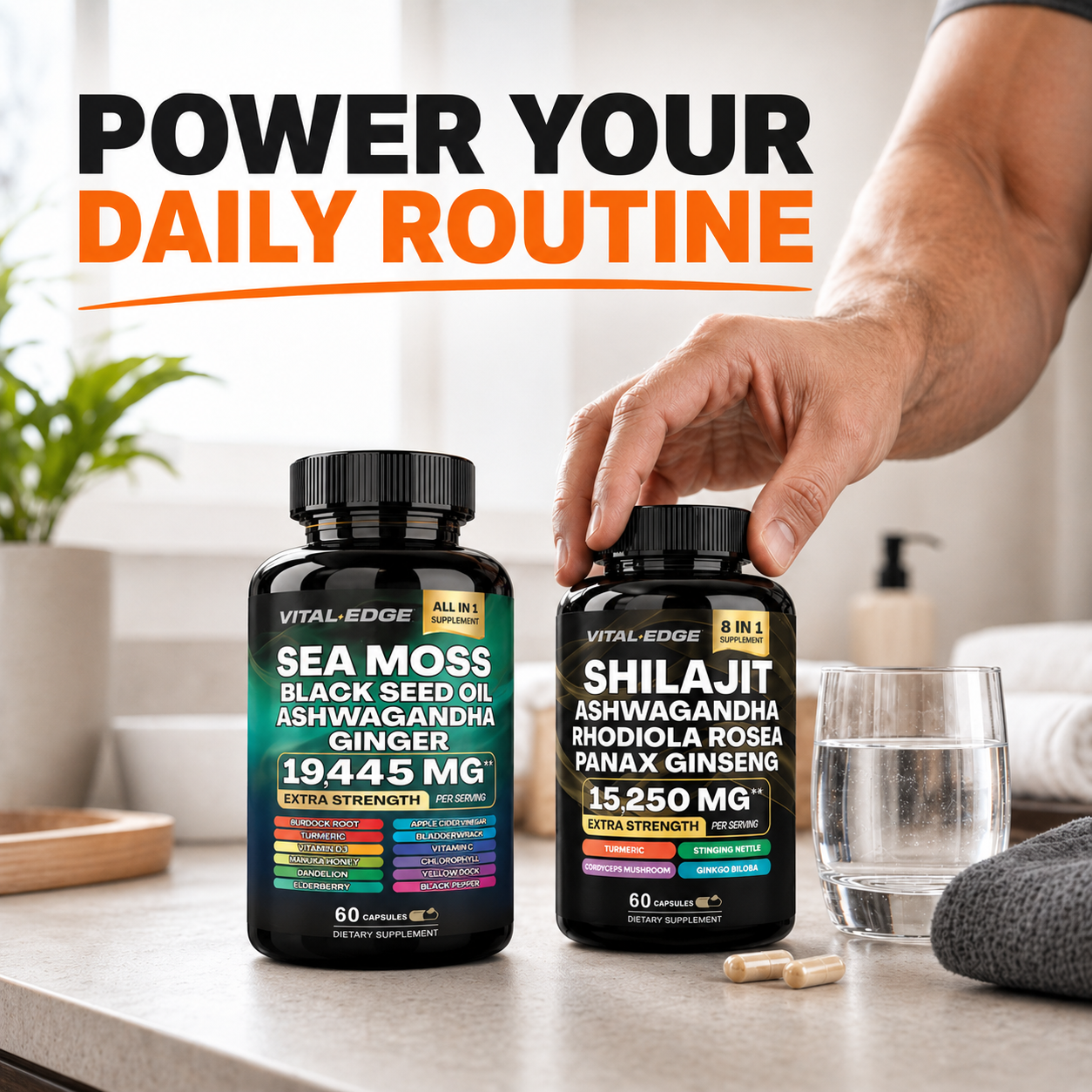 Vital Edge™ Daily Vitality Stack 20-in-1 Sea Moss + Shilajit Bundle